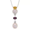 Citrine Amethyst Diamond Pearl Necklace