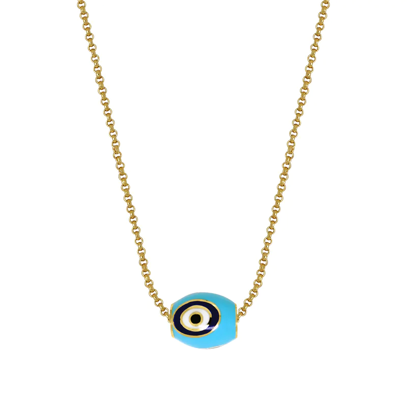 Turquoise Enamel Eye Necklace