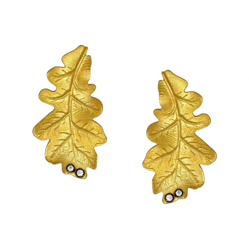 Leaf yellow gold earring