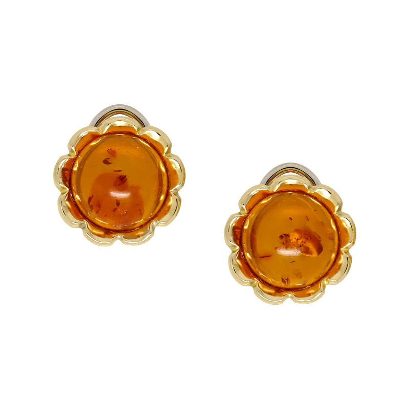 Amber Yellow Gold Earring