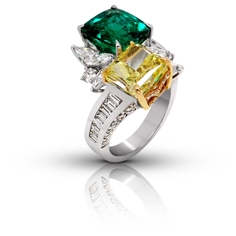 Emerald Yellow Diamond Ring