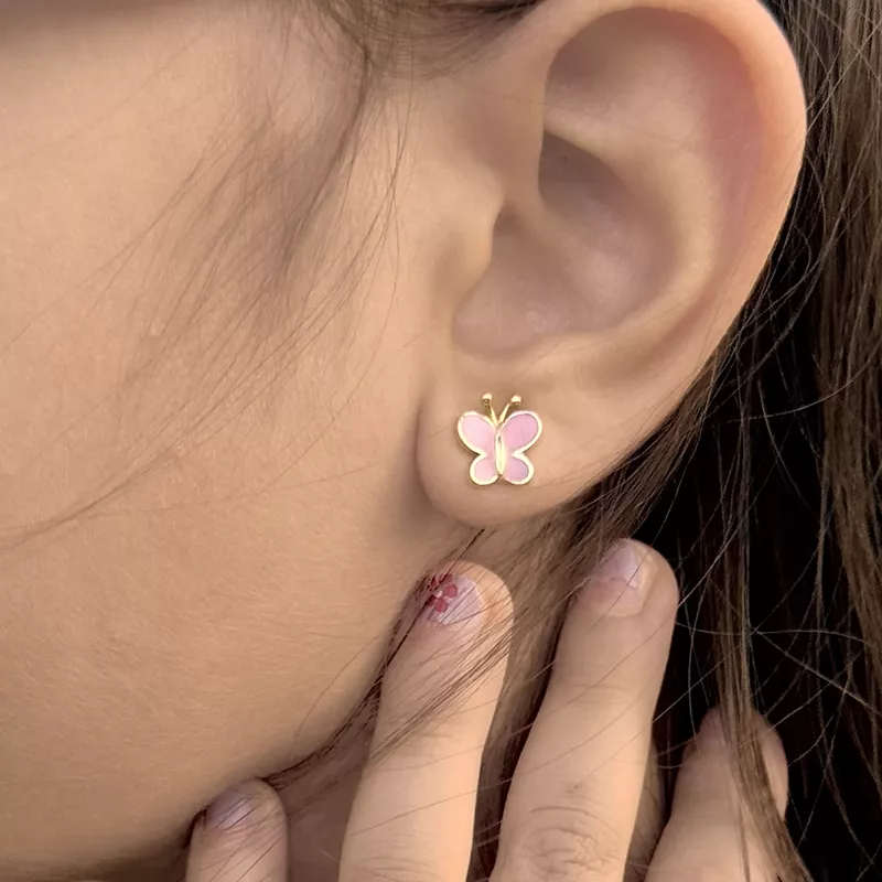 18kt gold baby butterfly earrings