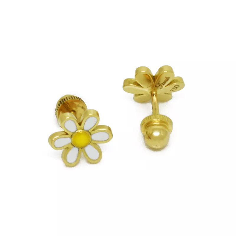 18kt gold daisy flower stud earrings