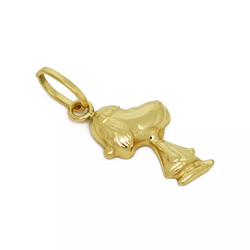 18kt yellow gold hollow Snoopy pendant