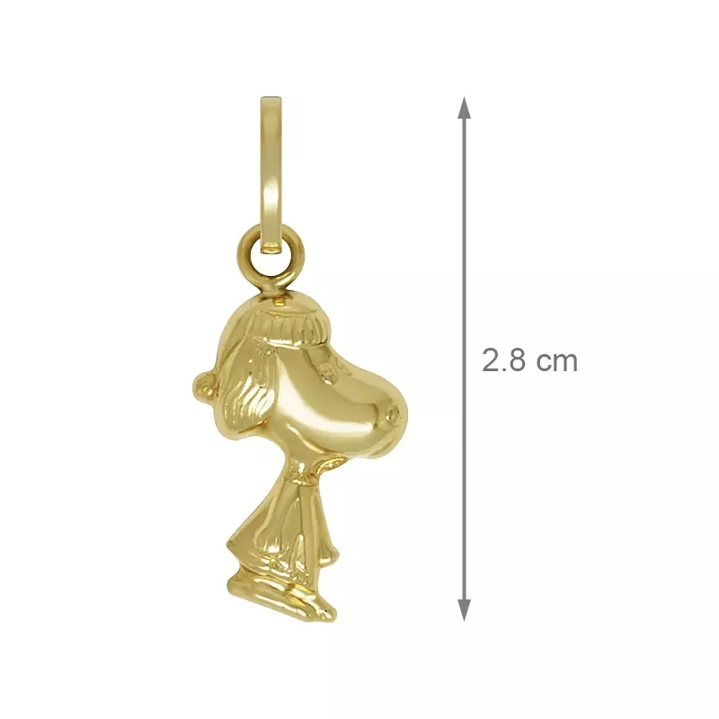 18kt yellow gold hollow Snoopy pendant