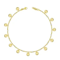 18kt yellow gold freshwater pearl and dangling gold charm anklet