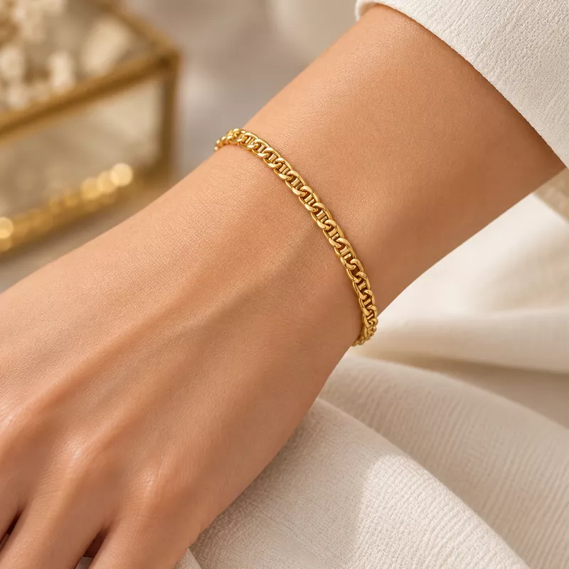 18K Gold Link Bracelet 21 cm